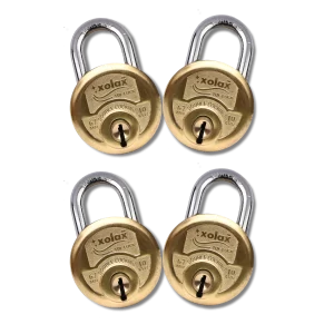 Pack of Four XOLAX TufLocks - 4 Padlocks with 8 Common Keys